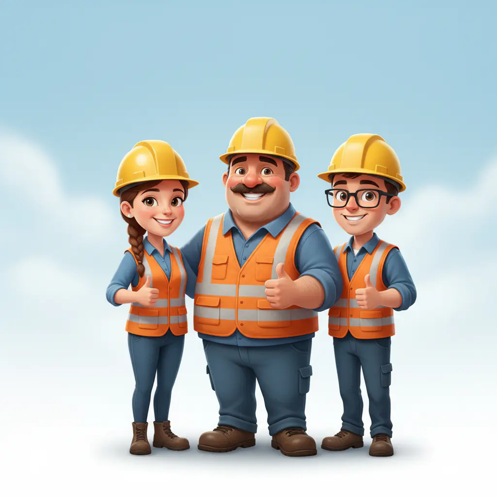 Equipe Construtora Altavia usando capacetes amarelos